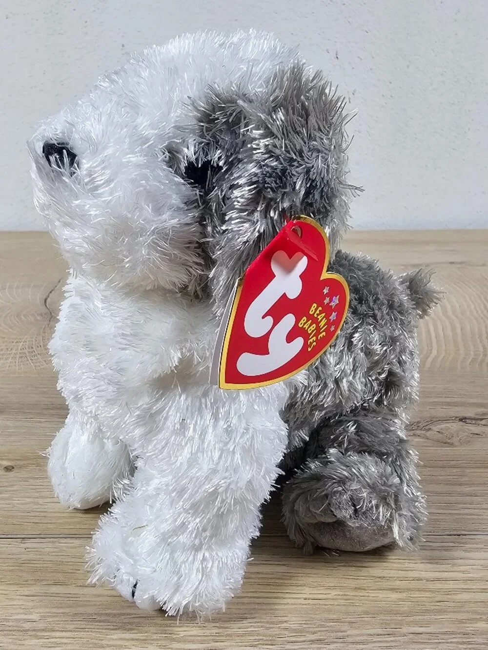 Ty Beanie Babies Herder Sheepdog Beanbag Plush Toy White Gray w/ Tags VTG 2002